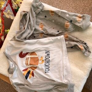 Kids Touchdown Pajama Set - Gray and White
